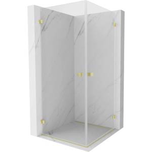Mexen Lunar-B Duo душ кабина, отваряема, 100 x 100 см, прозрачна, четкавано злато - 832-100L-100P-55-00 (832-100L-100P-55-00)