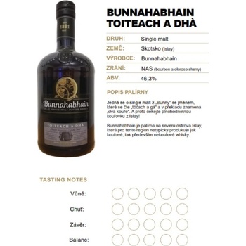 Bunnahabhain Toiteach A Dhà 46,3% 0,04 l (holá láhev)