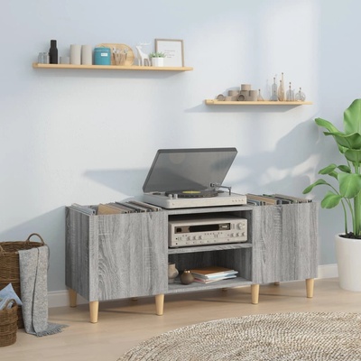 vidaXL Шкаф за винилови плочи сив сонома 121x38x48 см инженерно дърво (831931)