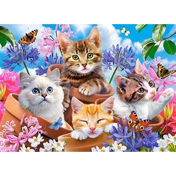 Image 1 of Castorland - Puzzle Kittens with Flowers 70 - 40 - 99 piese