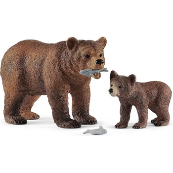 Schleich Комплект фигурки Schleich Wild Life - Майка мечка гризли с малко (42473-02980)