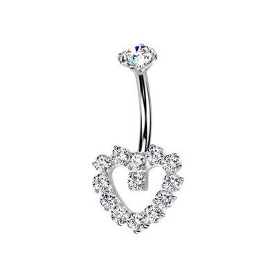 Šperky4U piercing do pupíku srdce titan TIT1548-C