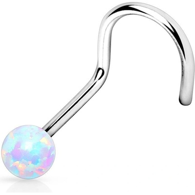 Šperky4U zahnutý piercing do nosu opál N01012-LB