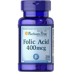 Puritan's Pride Folic Acid 400 mg [250 Таблетки]