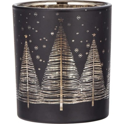 Altom Skleněný svícen Golden Christmas tree černá pr. 9 x 10 cm