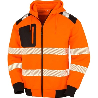 RESULT R 503X Unisex reflexní mikina s kapucí fluorescent orangeblack