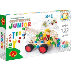 Alexander Toys Дървен конструктор Alexander, 102 части, 3 в 1 - Камион с кран (AL2588)