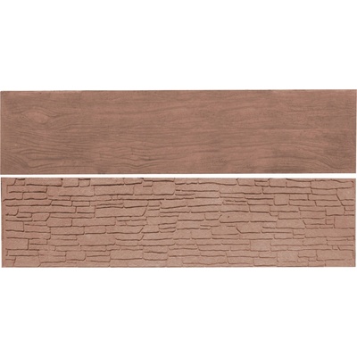 Betonová deska plotová, oboustranná – 200 x 50 cm - dřevo, hnědá barva