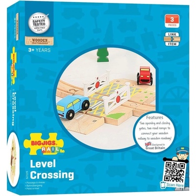 Bigjigs Rail Dřevěné autodráhy železniční přejezd s brankami