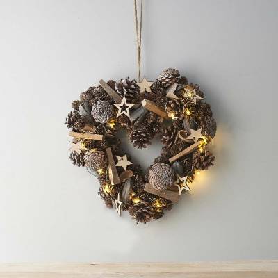 Portland Living adventní věnec srdce 37 cm se světýlky