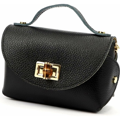 Luka dámska malá kožená crossbody kabelka čierna na rameno 26-106 DOLLARO