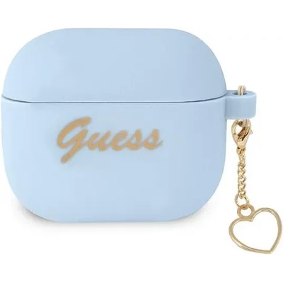 Guess GUA3LSCHSB калъф за AirPods 3, син, силиконов, Charm Collection (GUA3LSCHSB)