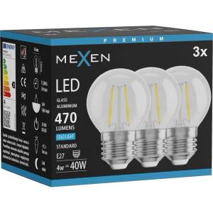 Mexen Vintis 3x LED нажежаема крушка E27, G45, 4W, Студена - 6500K, 470 lm, прозрачна (L156-E27-0465-00x03)
