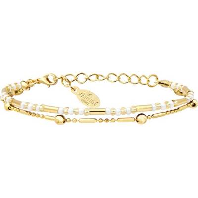 Sàntibé Pozlátený dvojitý náramok Blanc Doré Divine DIV1 TUB-BLAN-BRA-2 biela, zlatá