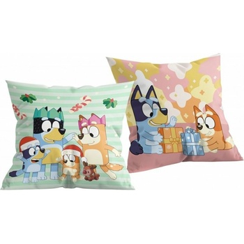 Halantex Vianočný obojstranný vankúš Bluey motív rodinka 40 x 40