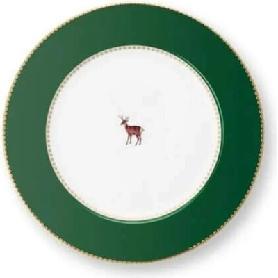 Pip Studio Love Birds Medalion Deer Green talíř 21cm,tmavě zelený