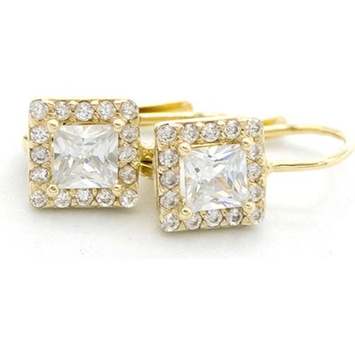 B&B Goldinvestic zlaté čtverečky se zirkony N5689-585/1000