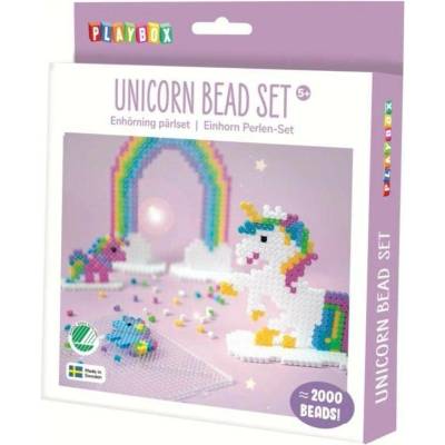 Playbox Zažehlovací korálky- UNICORN- 2000 ks korálků, 1 ks tvarované destičky