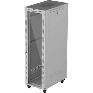 Lanberg 19" 42U 600x1000 стоящ рак кабинет със стъклена врата и LCD сив (FF01-6042-12SL)