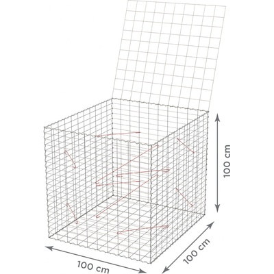 Gabionový koš s víkem: 100 x 100 x 100 cm - oko sítě 10x5cm