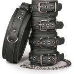 SuperLove Fetish Set with Collar, Ankle & Wrist Cuffs Black