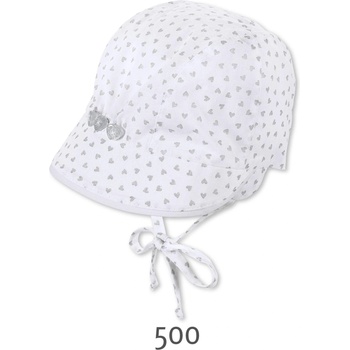 Sterntaler Бебешка шапка бяла на сиви сърчица