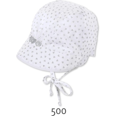 Sterntaler Бебешка шапка бяла на сиви сърчица