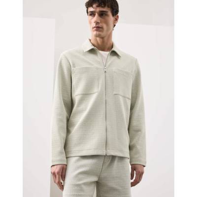 Marks & Spencer Кариран сако с цип и текстура, от памучна смес Marks & Spencer бежово Marks & Spencer | Bezhov | МЪЖЕ | S REG