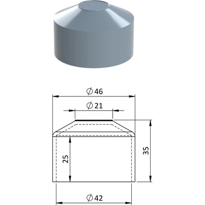 Vnější krytka kulatá ø 42 mm, plastová PE, šedá
