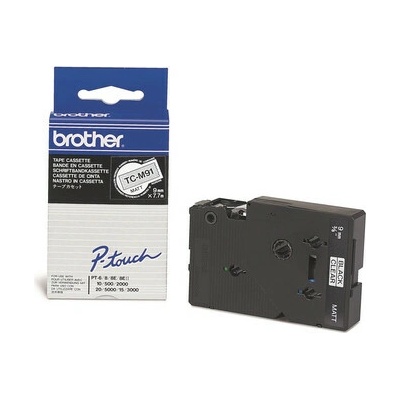 Brother TC-M91, 9mm x 7,7m, čierna tlač / priehľadný podklad, originálna páska