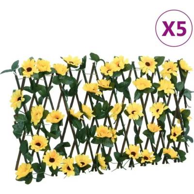 vidaXL Treláže s umělým břečťanem roztahovací 5 ks žluté 180 x 20 cm
