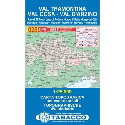 Val Tramontina, Val Cosa, Val d´Arzino (Tabacco - 028) - turistická mapa | knihynahory.cz