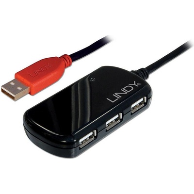 Lindy 42783 USB, USB 2.0 USB-A zástrčka, USB-A zásuvka, 12m, černý