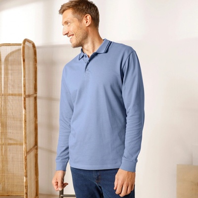 Blancheporte Polo tričko s dlouhými rukávy modrá džínová