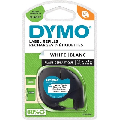 Dymo LetraTAG 91221, S0721660, bílá/černá, 12 mm