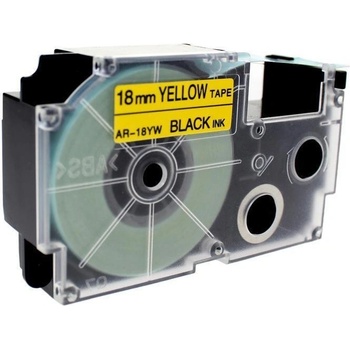 Pro Casio Съвместима лента с Casio XR-18YW1, 18mm x 8m черен печат / жълт фон (XR18YW)