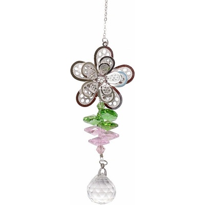Nefertitis Květina Feng Shui závěs do okna z kovu a křišťálu NF24203 - cca 36,5 cm