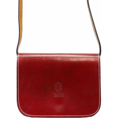 Dámská kabelka Florence 43 z přírodní kůže Tmavě Červená a Fuksie malá crossbody s Zlatými Kováními
