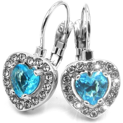 Steel Jewelry náušnice MODRÉ SRDCE Chirurgická ocel NS231142