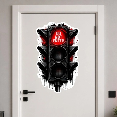 Стикер за врата и стена do not enter - Светофар за тийнейджърска стая (1230)