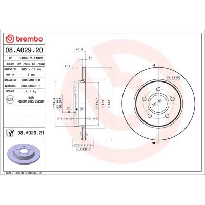 Brzdový kotúč BREMBO 08.A029.21