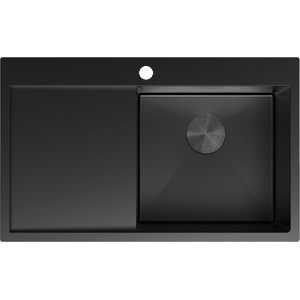 Mexen Exar стоманена мивка с 1 отделение и дренаж, дясна 780 x 480 mm, черна (6434781010P-70) Мивка за вграждане