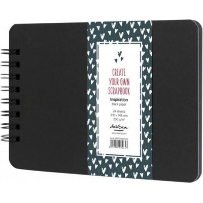 Drasca Album kroužkové Scrapbook Inspiration A5 (250 g/m2, 24 listů) - černé