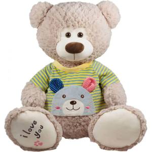 Amek Toys Плюшено рошаво мече с тениска 42 см - igrachko