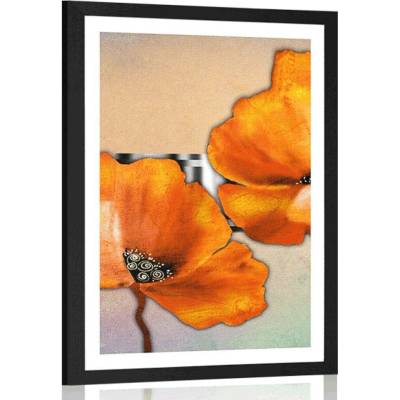Plakát s paspartou květiny v orientálním stylu - 40x60 white