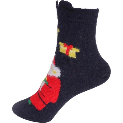 Дамски вълнени чорапи в тъмносиньо с Дядо Коледа