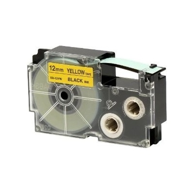Casio XR-12YW1, 12mm x 8m, черен печат/жълт фон, оригинален лента (XR-12YW1)