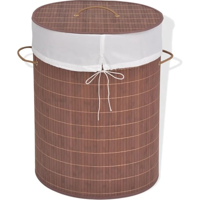 vidaXL Бамбуков кош за пране, овален, кафяв (245580)