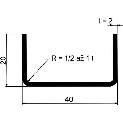 Jekl otevřený U 40×20×2 mm – 6 m