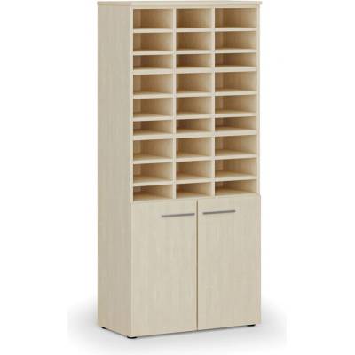 B2B Partner Třídicí regál s dveřmi PRIMO WOOD, 800 x 420 x 1781 mm 27 přihrádek bříza